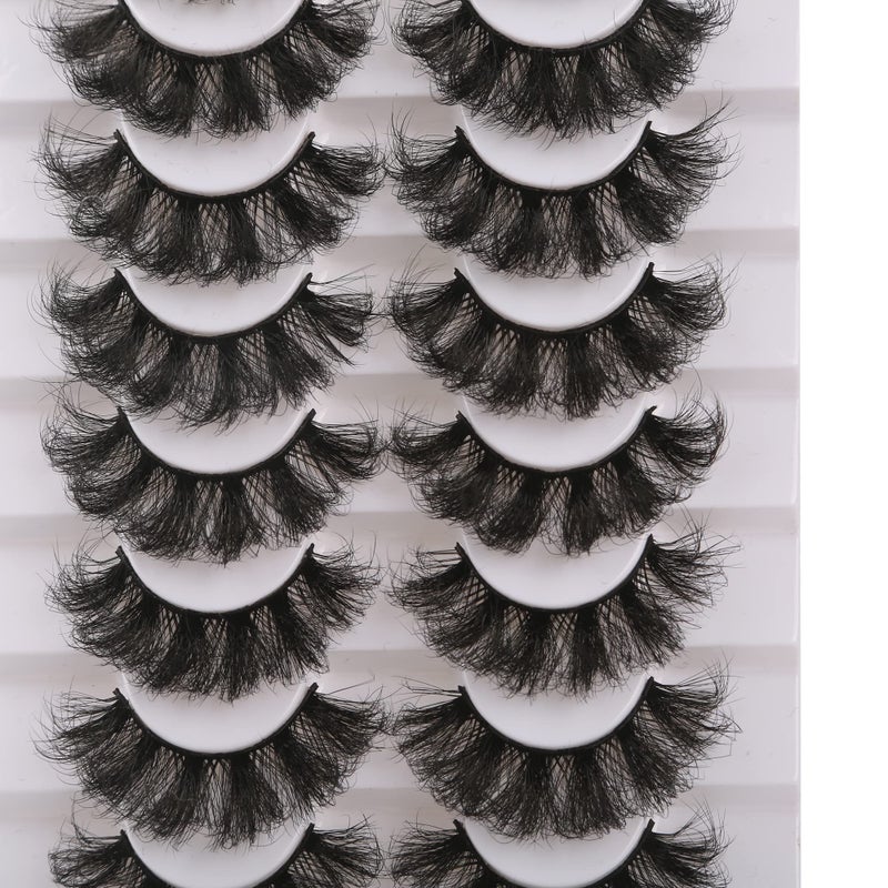 Gmagictobo False Eyelashes Dramatic 3D Faux Mink Lashes 22MM False Lashes Pack Long Luxurious Volume Soft Strip Fake Eye Lashes 8 Pairs Multipack