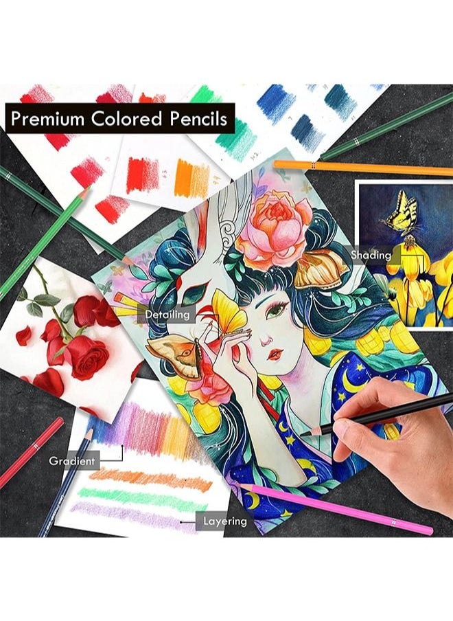 KALOUR KALOUR 180 Colored Pencil Set for Adults Artists kids- 3.3mm Rich Pigment Soft Core -12 Metallic Pencil - Wax-Based - Ideal for Coloring Drawing Sketching Shading Blending - Vibrant Color（Tin Case）  - Image 5