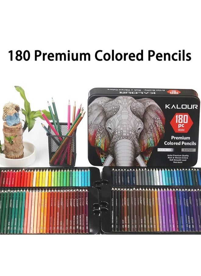 KALOUR - KALOUR 180 Colored Pencil Set for Adults Artists kids- 3.3mm Rich Pigment Soft Core -12 Metallic Pencil - Wax-Based - Ideal for Coloring Drawing Sketching Shading Blending - Vibrant Color（Tin Case） - Image 1