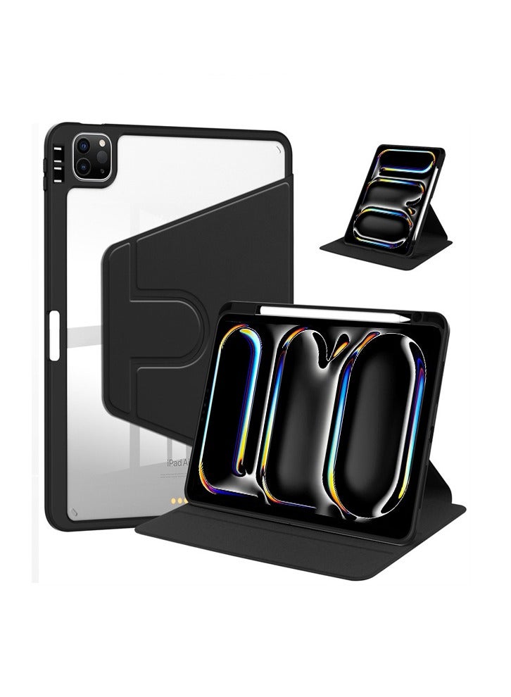 Case for  iPad Pro 2024 7th / 2025 8th 13 Inch，Tablet Protective Case  , Acrylic 360 ° Rotating Design, Automatic Wake-up/sleep, Soft Leather，Black - Image 1