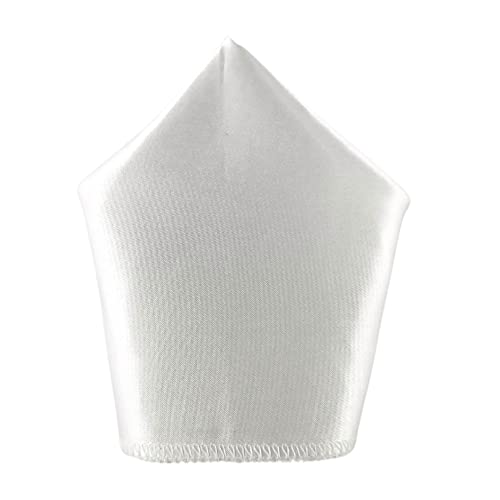Young Arrow Satin Pocket Square for Men, Wedding Handkerchief for Suits, Blazers & Tuxedo Men's Pocket Square (Pearl White) - Image 4