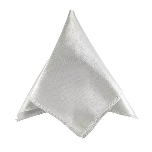 Young Arrow Satin Pocket Square for Men, Wedding Handkerchief for Suits, Blazers & Tuxedo Men's Pocket Square (Pearl White) - Image 5