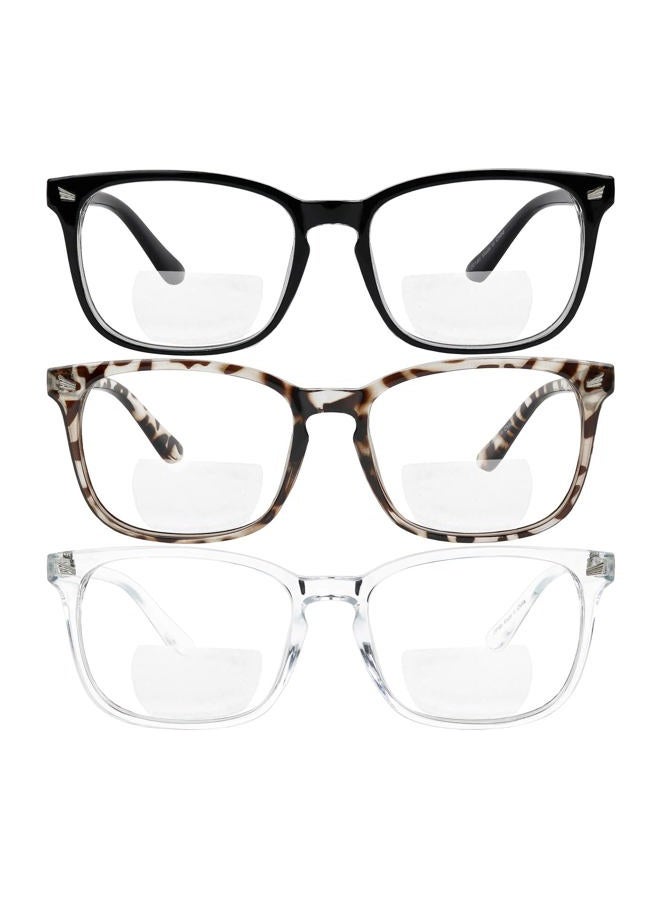 Bifocal Reading Glasses for Women Men Rectangle Multifocal Readers Fashion Nerd Eyeglasses +2