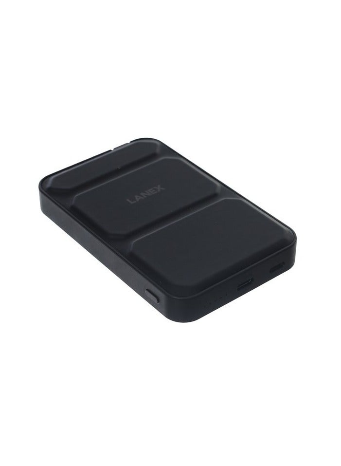 لانيكس Lanex LP18 Mini PD وبنك الطاقة المغناطيسي اللاسلكي 5000 مللي أمبير في الساعة من النوع C / Lightning مصنوع بجودة عالية - أسود - Image 4