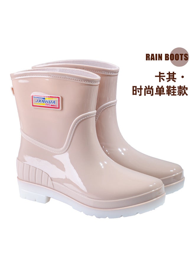 Mid-tube Fashionable Women's Water Shoes New Fashion Waterproof Anti-slip Wear-resistant Personalized Rain Boots Four-season Warm Water Boots