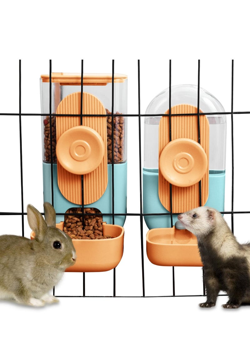 SOLARAE Hanging Automatic Food Water Dispenser, 35oz Auto Gravity Rabbit Feeder and Waterer Set,Cage Pet Hanging Self Dispenser Feeder for Rabbit Chinchilla Hedgehog Guinea Pig Ferret Kitty Puppy - Image 1