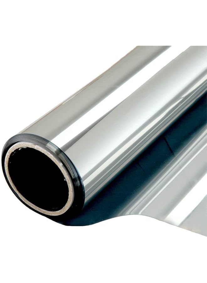 The Bros Window Film One Way Mirror Film Daytime Privacy Static Non-Adhesive Decorative Heat Control Anti UV Window Tint for Home and Office, Silver 35.4" x 78.7" - Image 1