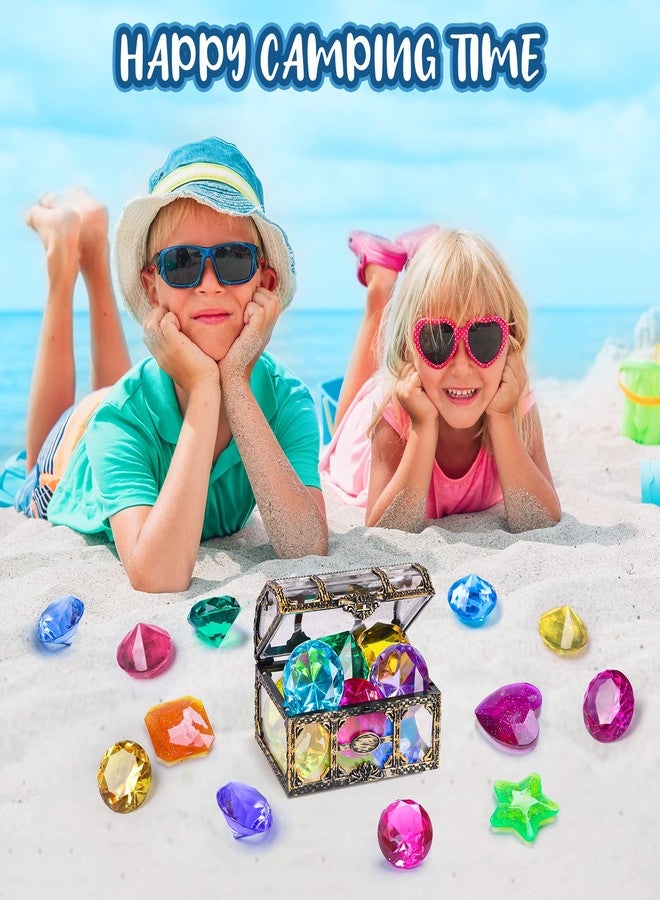 DISHIO Diving Gem Pool Toys 16PCS Large Swimming Pool Toy Set with Pirate Treasure Box Chest for Kids&Toddlers Underwater Sinking Dive Gems Colorful Diamond Diving Toys for Swimming Training - Image 5