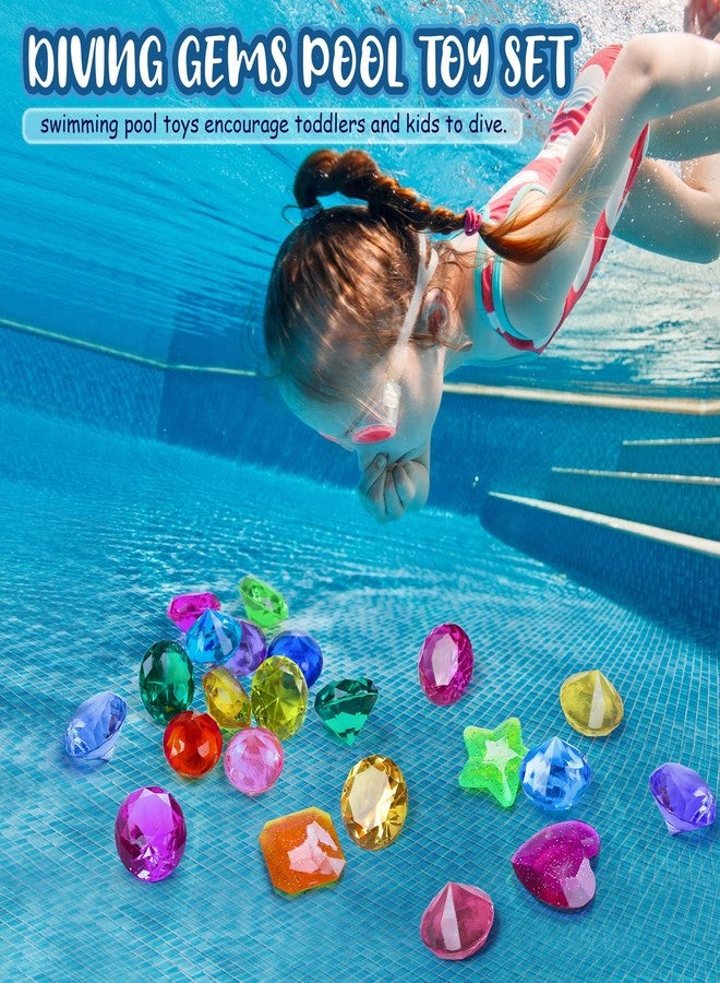 DISHIO Diving Gem Pool Toys 16PCS Large Swimming Pool Toy Set with Pirate Treasure Box Chest for Kids&Toddlers Underwater Sinking Dive Gems Colorful Diamond Diving Toys for Swimming Training - Image 4