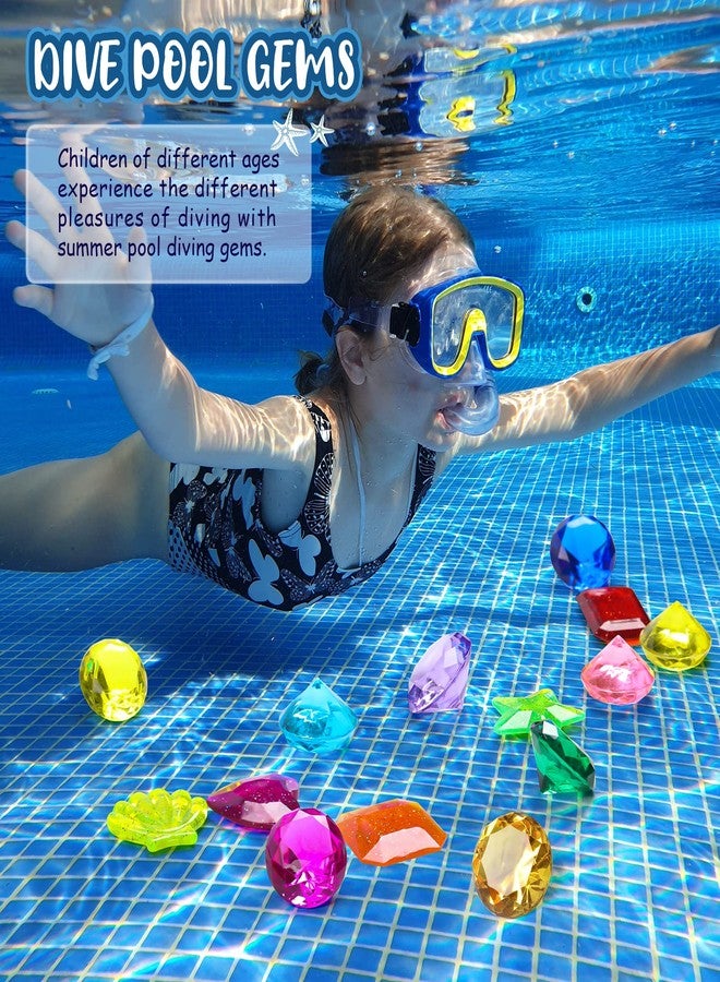 DISHIO Diving Gem Pool Toys 16PCS Large Swimming Pool Toy Set with Pirate Treasure Box Chest for Kids&Toddlers Underwater Sinking Dive Gems Colorful Diamond Diving Toys for Swimming Training - Image 3
