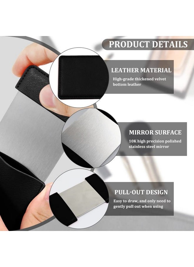 BangBoom - Portable Travel Mirror With Protective Cover Stainless Steel Mirror Compact Ultra Thin Rectangle Makeup Vanity Mirror Small Handheld Mirror For Women Girl Purses Pocket (Black) - Image 1
