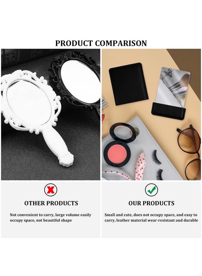 BangBoom - Portable Travel Mirror With Protective Cover Stainless Steel Mirror Compact Ultra Thin Rectangle Makeup Vanity Mirror Small Handheld Mirror For Women Girl Purses Pocket (Black) - Image 1