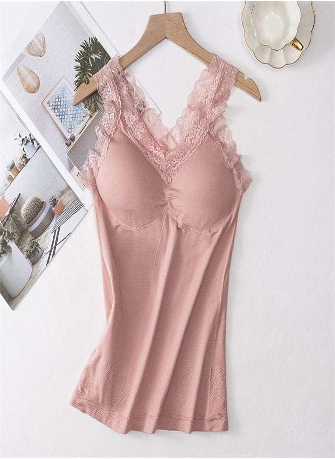 Loquat - Body Beautifying V-neck Base Vest Pink - Image 1