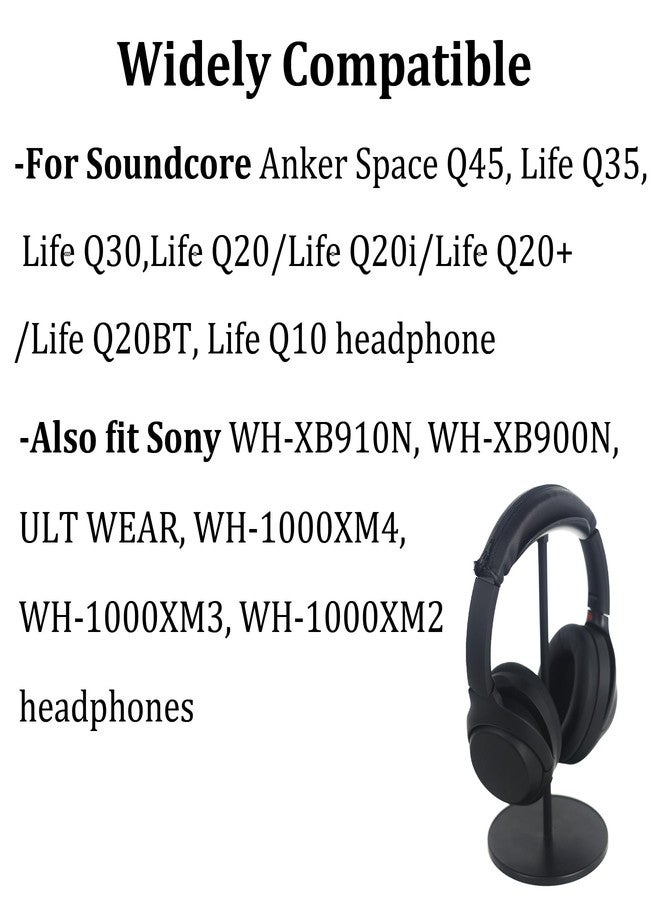 Adhiper Headband Cover for Anker Soundcore Q45, Q30, Q35, Q20, Q10 Headphones, Protein Leather Zippered Headband Cover for Sony WH-1000XM4, WH-1000XM3, WH-XB910N, WH-XB900N Headphones (Black) - Image 2