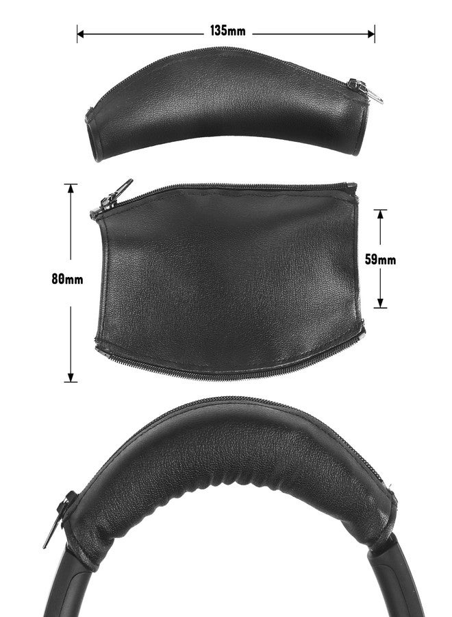 Adhiper Headband Cover for Anker Soundcore Q45, Q30, Q35, Q20, Q10 Headphones, Protein Leather Zippered Headband Cover for Sony WH-1000XM4, WH-1000XM3, WH-XB910N, WH-XB900N Headphones (Black) - Image 4