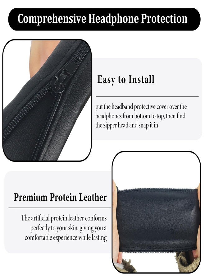 Adhiper Headband Cover for Anker Soundcore Q45, Q30, Q35, Q20, Q10 Headphones, Protein Leather Zippered Headband Cover for Sony WH-1000XM4, WH-1000XM3, WH-XB910N, WH-XB900N Headphones (Black) - Image 3