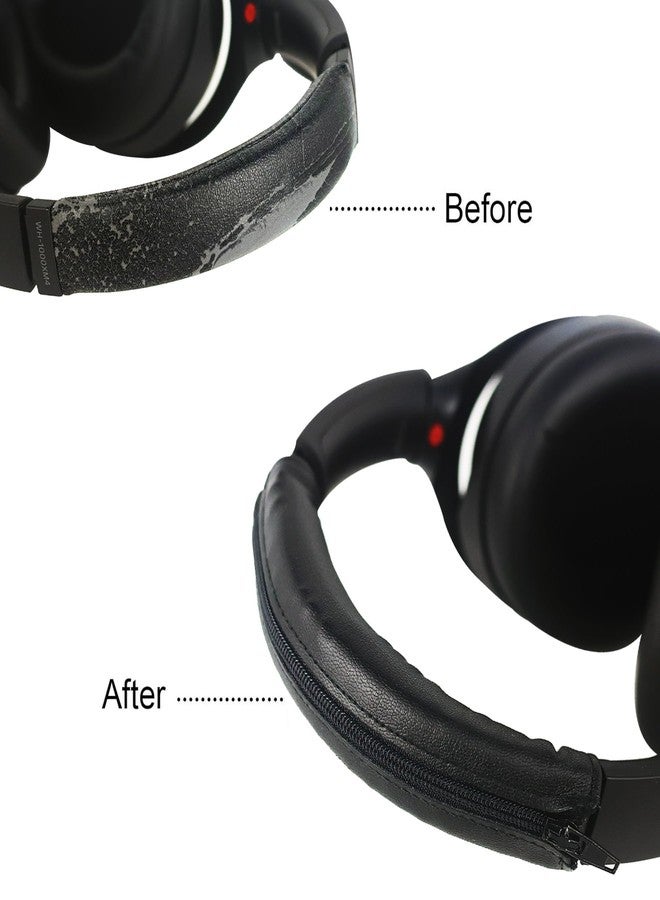 Adhiper Headband Cover for Anker Soundcore Q45, Q30, Q35, Q20, Q10 Headphones, Protein Leather Zippered Headband Cover for Sony WH-1000XM4, WH-1000XM3, WH-XB910N, WH-XB900N Headphones (Black) - Image 5