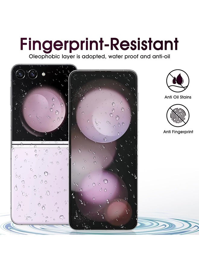 Wffo 8-in-1 - For Samsung Galaxy Z Flip 6 Case [with 360° Rotatable Ring Holder][Support Magnetic Car Mount] - Screen Protector / Camera Lens Protector / Screen Protector on the Back / Side Protector - TPU Drop Protection - Full Body Protection Shock Case - White - Image 3