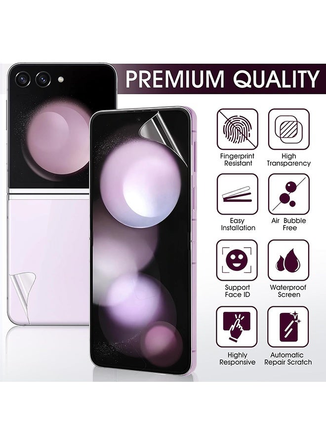 Wffo 8-in-1 - For Samsung Galaxy Z Flip 6 Case [with 360° Rotatable Ring Holder][Support Magnetic Car Mount] - Screen Protector / Camera Lens Protector / Screen Protector on the Back / Side Protector - TPU Drop Protection - Full Body Protection Shock Case - White - Image 2