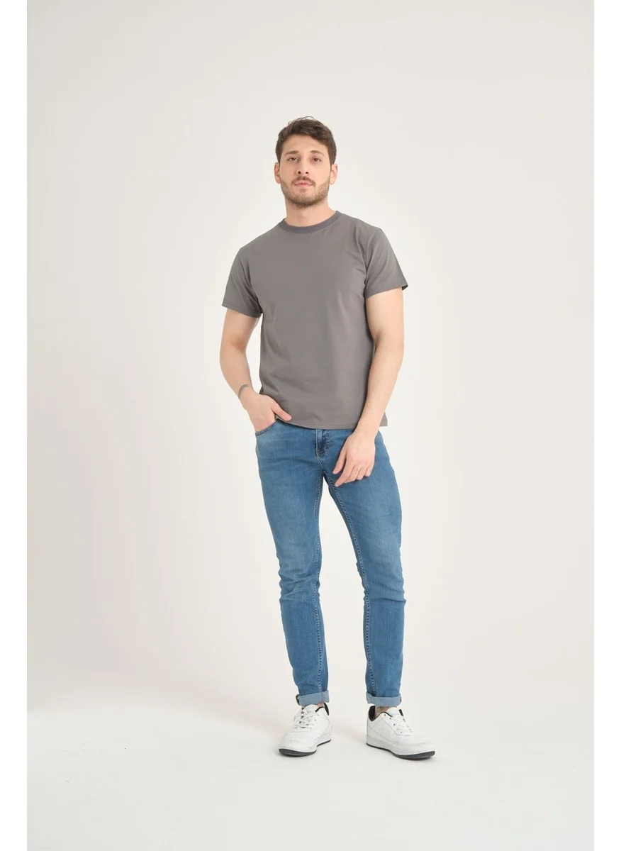 Four Man Men's Cotton Standard Cut Solid Color Basic T-Shirt with Non-Wrinkle Fabric Feature