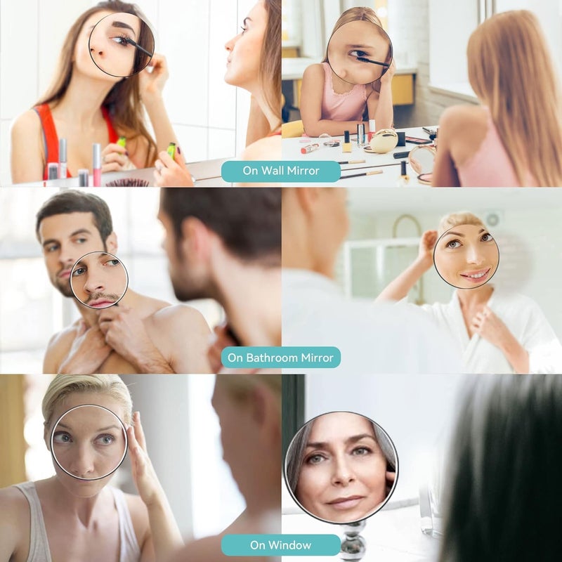 Stavae Stavae 10x Magnifying Mirror Easy Mounting 10x Magnifying Mirror with Suction Cups Magnifying Makeup Mirror for Men Women Travel Stick on Shower Mirror Multi Color - Image 3