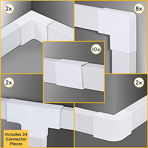 SimpleCord Set of Twelve 25-inch Cord Covers – 300-inch Total On-Wall Cable Management Kit for Wall-Mounted TV or Computer Cables by Simple Cord (White) - Image 3