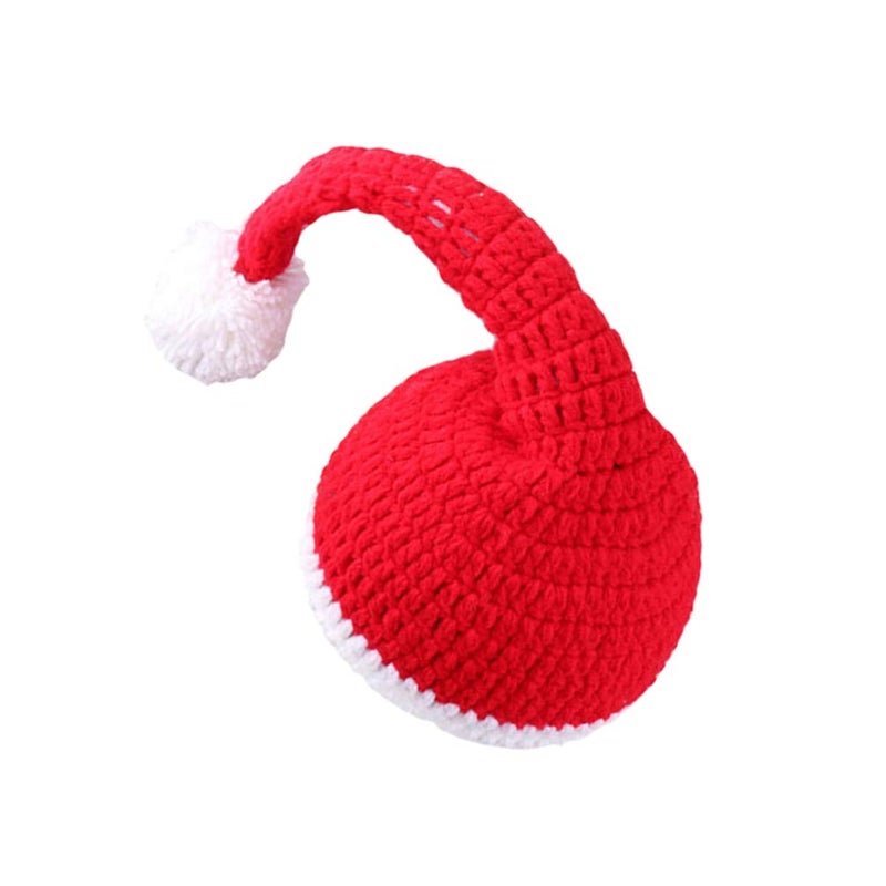 Santa Claus Hat For Newborn 0 4 Months Red Handmade Photography Prop - Image 2