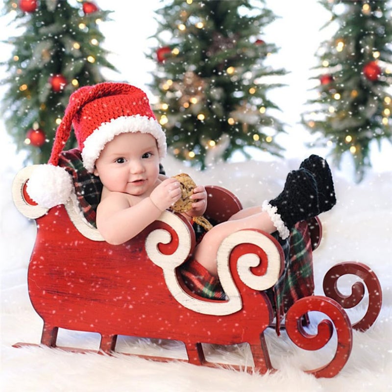 Santa Claus Hat For Newborn 0 4 Months Red Handmade Photography Prop - Image 3