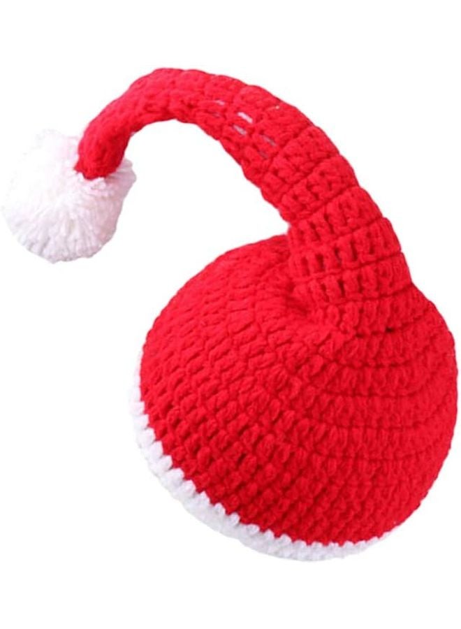 Santa Claus Hat For Newborn 0 4 Months Red Handmade Photography Prop - Image 1
