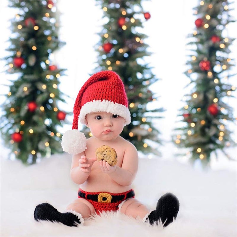 Santa Claus Hat For Newborn 0 4 Months Red Handmade Photography Prop - Image 4