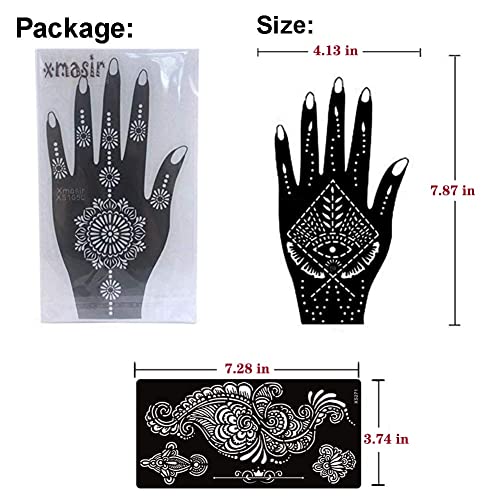 Xmasir Pack of 24 Sheets Henna Tattoo Stencil Kit/Temporary Tattoo Templates,Self-Adhesive Indian Arabian Tattoo Sticker for Body Paint New Designs - Image 2