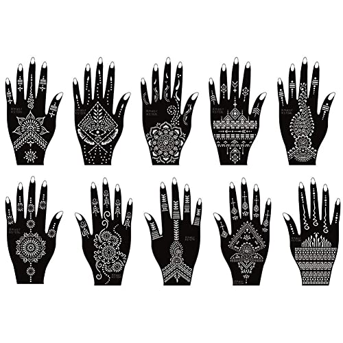 Xmasir Pack of 24 Sheets Henna Tattoo Stencil Kit/Temporary Tattoo Templates,Self-Adhesive Indian Arabian Tattoo Sticker for Body Paint New Designs - Image 3