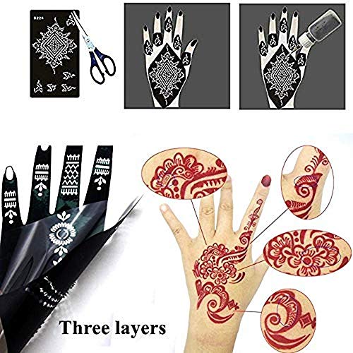 Xmasir Pack of 24 Sheets Henna Tattoo Stencil Kit/Temporary Tattoo Templates,Self-Adhesive Indian Arabian Tattoo Sticker for Body Paint New Designs - Image 5