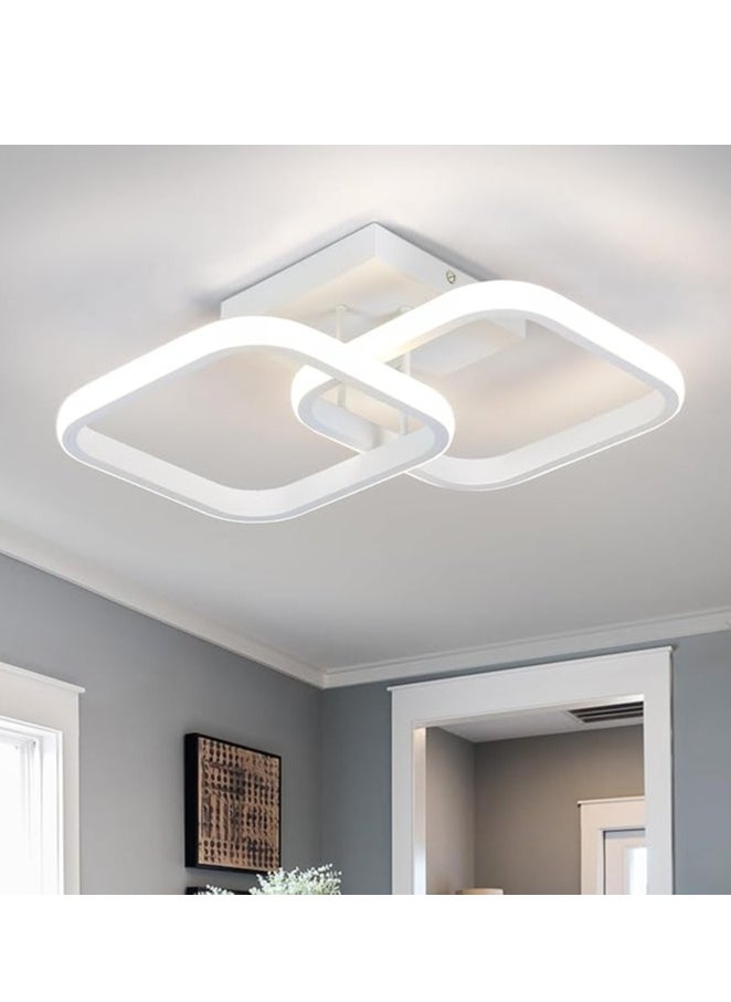 GUDOO Led Ceiling Light Fixture,4500K Modern Hallway Light fixtures Ceiling Lighting,White Square Close to Ceiling Lights for Bathroom Bedroom Kitchen Balcony Stair Small Ceiling Lamp  White three color  - Image 1