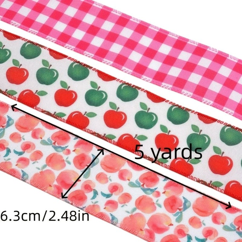 Strawberry Colored Fruit Ribbon 5 Yards Polyester for Gift Packaging - Image 3