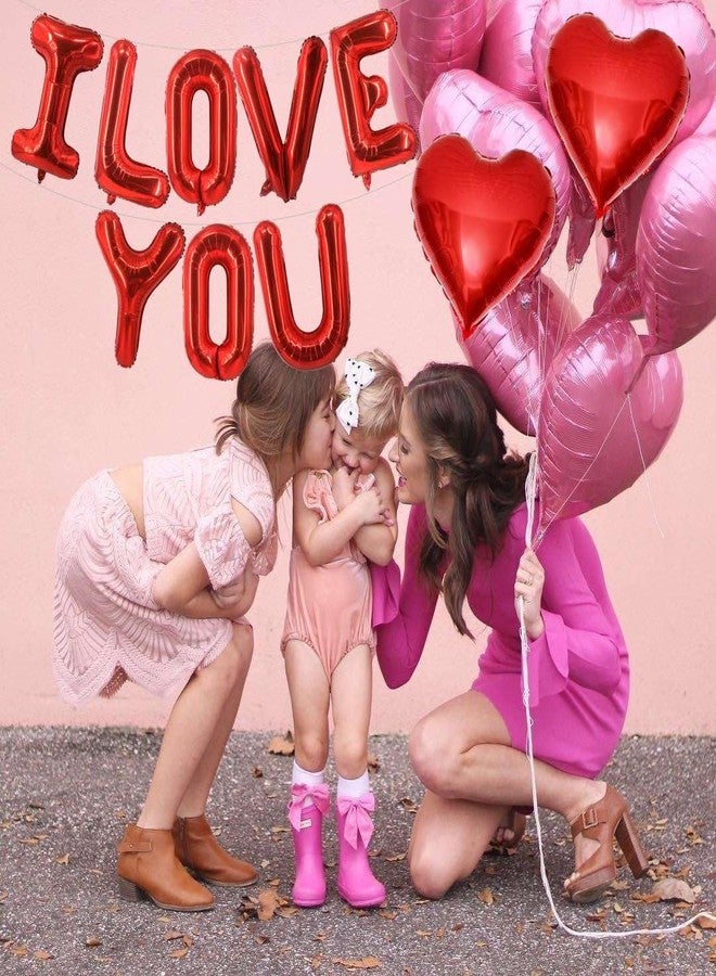 Lovoir 16 Inch Red I LOVE YOU Red Heart Balloons, 10 Pcs Red I LOVE YOU Letters Balloons Red Heart Valentine's DAY Balloons Banner for Valentine's DAY Wedding Ceremonies Party Decorations I LOVE YOU - Image 3