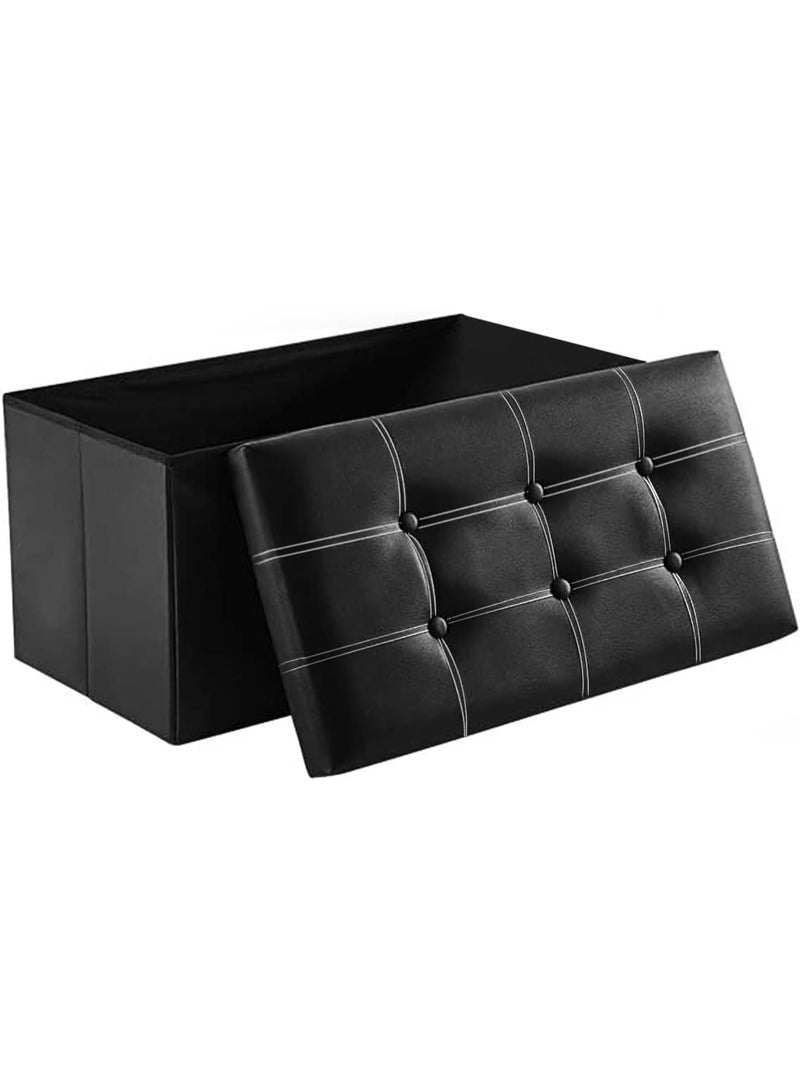 KINGMAZI Folding Storage Ottoman With Storage Bench Large Storage Ottoman Bench Storage Chest Foot Rest Stool Bedroom Bench With Storage Folding Storage Stool Storage Box - Image 1