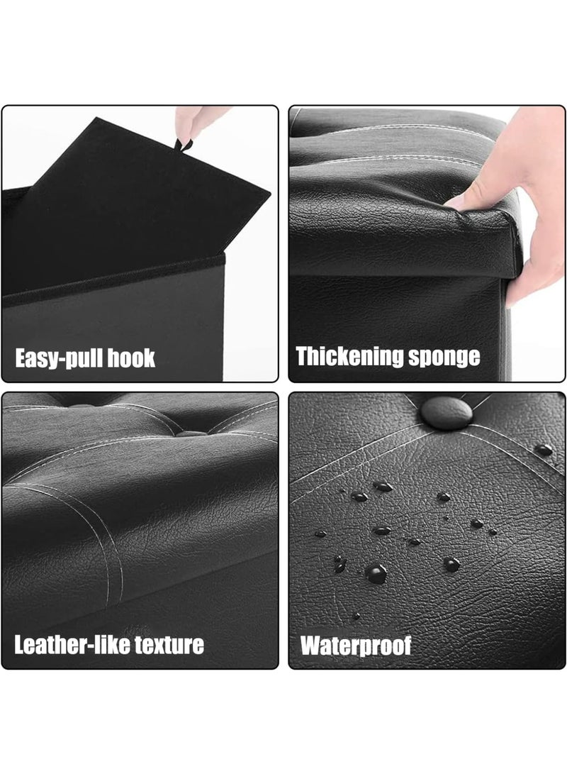 KINGMAZI Folding Storage Ottoman With Storage Bench Large Storage Ottoman Bench Storage Chest Foot Rest Stool Bedroom Bench With Storage Folding Storage Stool Storage Box - Image 5