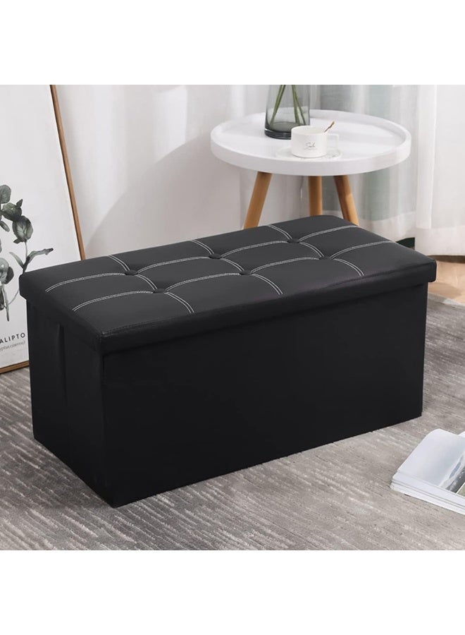 KINGMAZI Folding Storage Ottoman With Storage Bench Large Storage Ottoman Bench Storage Chest Foot Rest Stool Bedroom Bench With Storage Folding Storage Stool Storage Box - Image 4