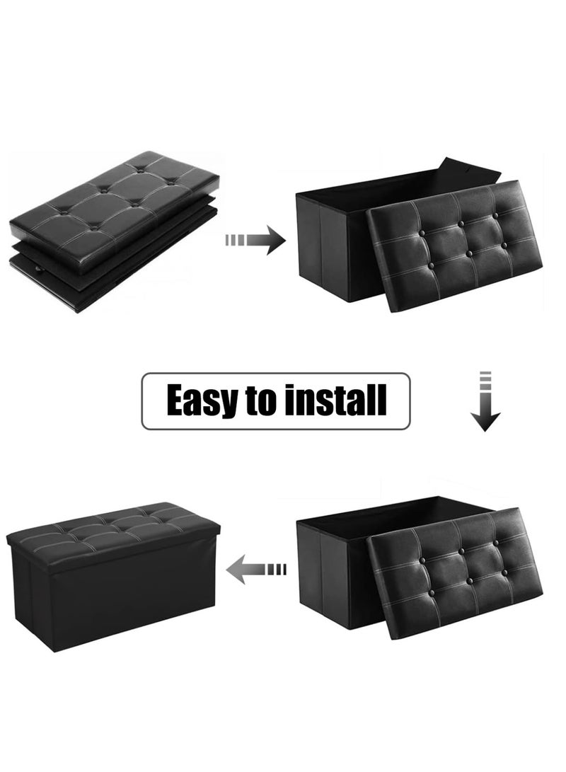 KINGMAZI Folding Storage Ottoman With Storage Bench Large Storage Ottoman Bench Storage Chest Foot Rest Stool Bedroom Bench With Storage Folding Storage Stool Storage Box - Image 2