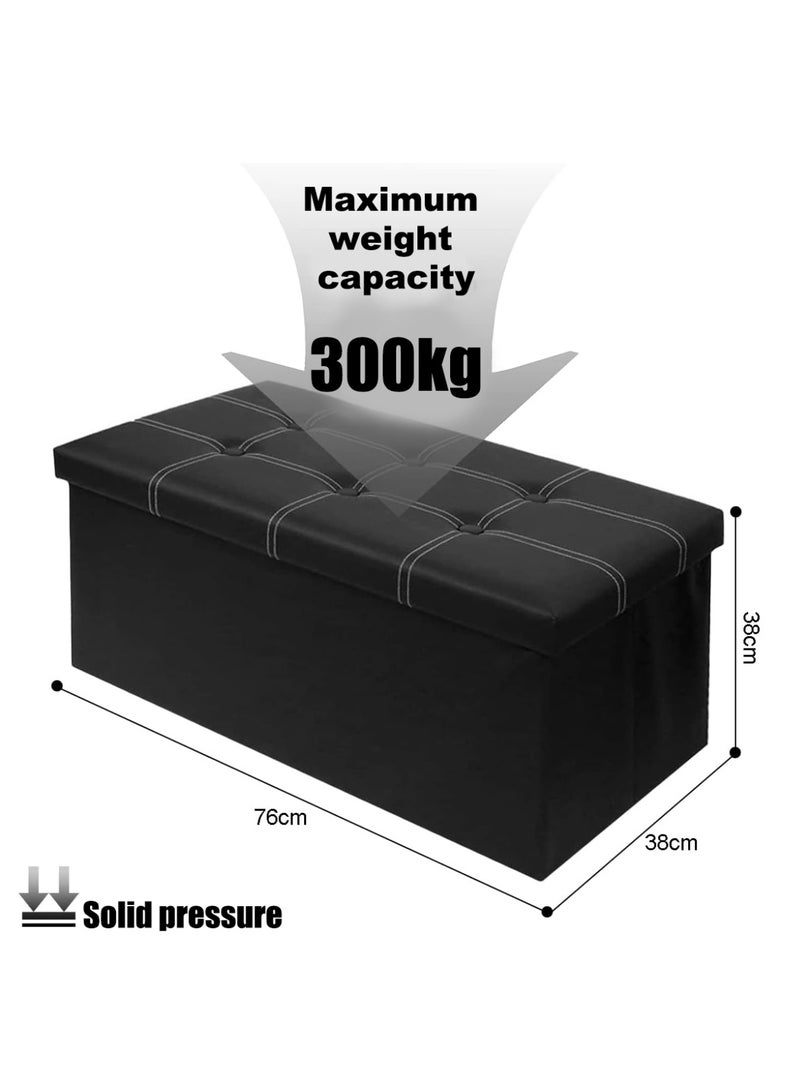 KINGMAZI Folding Storage Ottoman With Storage Bench Large Storage Ottoman Bench Storage Chest Foot Rest Stool Bedroom Bench With Storage Folding Storage Stool Storage Box - Image 3