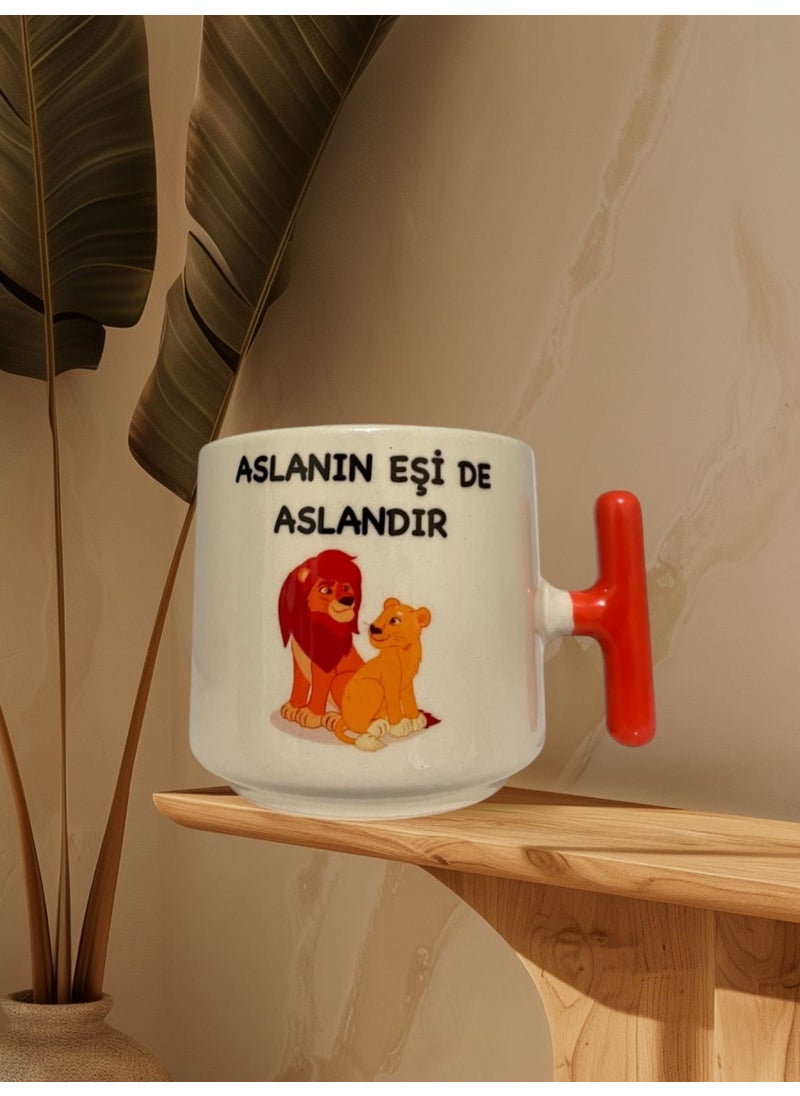 Game Fruy 2-Pack Lion's Match is a Lion Couple Mug Double Sided Written T Mug (Orange Handle)  - Image 3