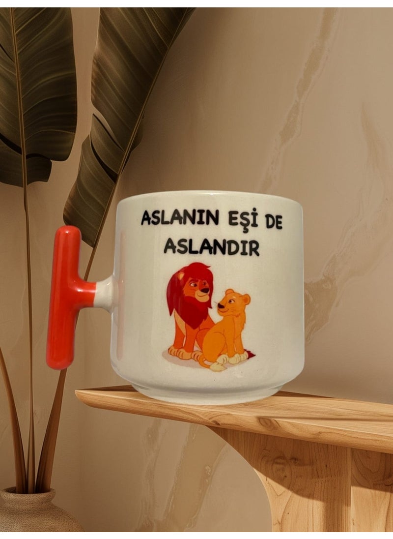 Game Fruy 2-Pack Lion's Match is a Lion Couple Mug Double Sided Written T Mug (Orange Handle)  - Image 2