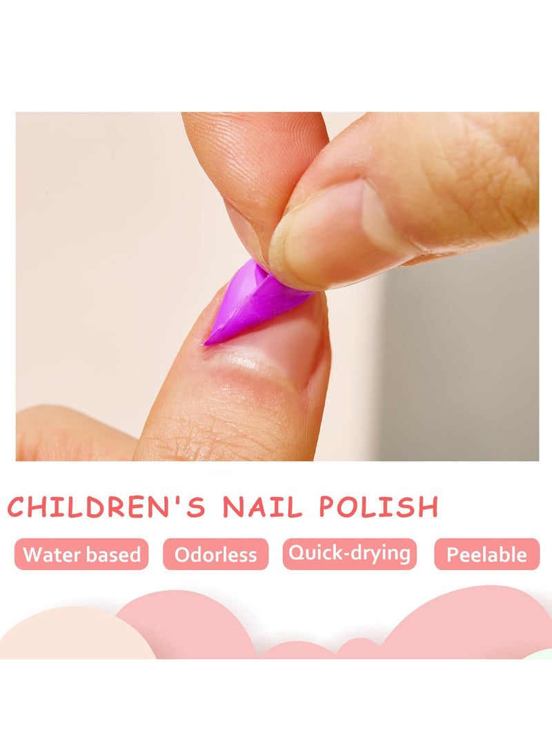Mr. Penda Kids Nail Polish, 12 Colors Non-toxic Water Based Peel-Off Nail Polish Set with 3 Stickers, Non Toxic and Safe Nail Polish Set for Girls Ages 5+ for Parties, Birthday and Makeovers (12colors) - Image 4