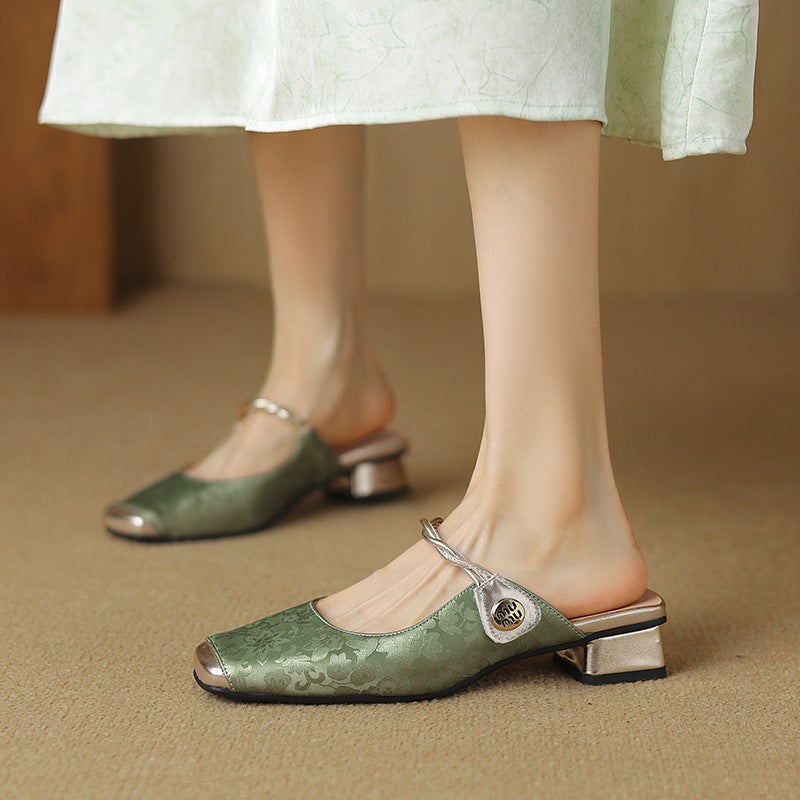 2024 Comfortable Low-Heel 32-43 Guofeng Matching Cheongsam Baotou Slippers For Women - Image 3