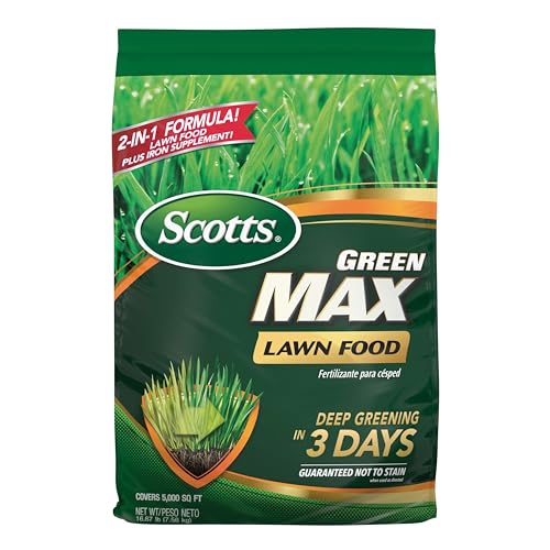 Scotts Green Max Lawn Food, Lawn Fertilizer Plus Iron Supplement for Greener Grass in 3 Days, 5,000 sq. ft., 16.67 lbs. - Image 1
