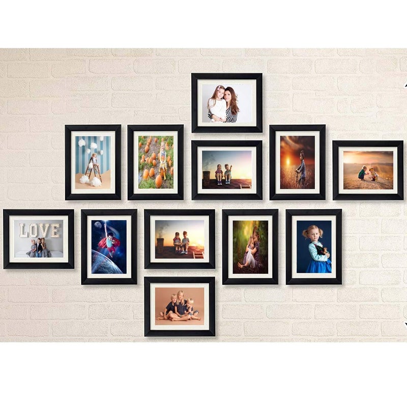 CDM Wall Wood MDF Photo Frame (Black,12 Photos) - Image 1