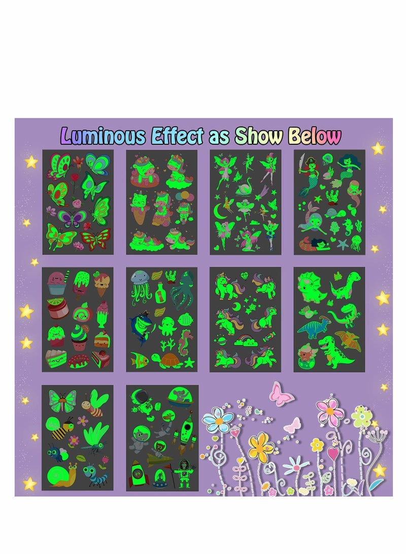 SYOSI Luminous Tattoos, Party Bag Fillers Temporary Tattoo Stickers with Unicorn/Dinosaur/Mermaid, Birthday Decorations Party Favors Supplies for Boys and Girls, 140 Styles(10 Sheets) - Image 5