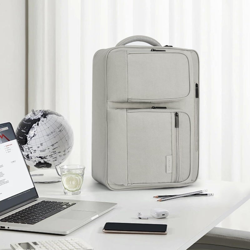 Hanke Convertible Laptop Bag, 3 In 1 Briefcase Backpack 17.3 Inch Computer Bag for Men Women, Travel Laptop Briefcase Messenger Bag, Underseat Carry On Personal Item, Rock Grey - Image 3