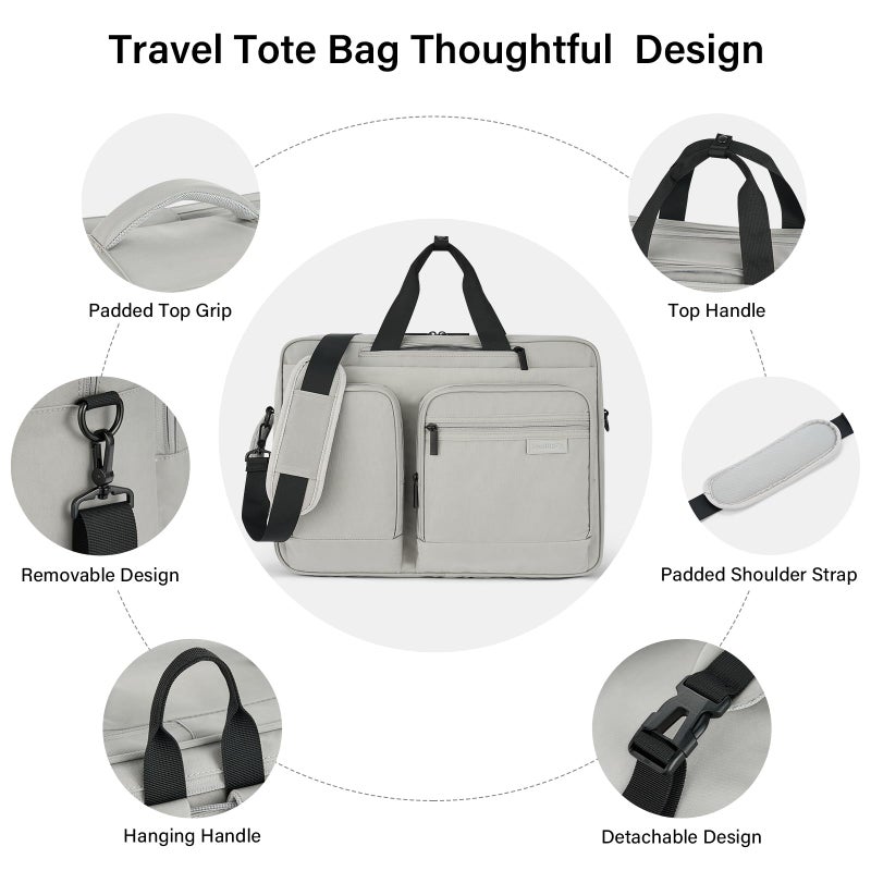Hanke Convertible Laptop Bag, 3 In 1 Briefcase Backpack 17.3 Inch Computer Bag for Men Women, Travel Laptop Briefcase Messenger Bag, Underseat Carry On Personal Item, Rock Grey - Image 5